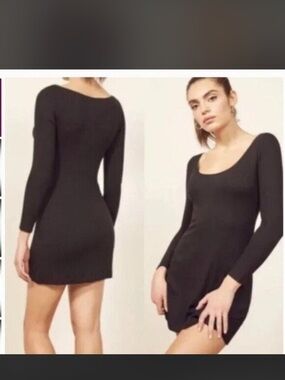 MY26 Reformation Black Ribbed Black Mini Dress